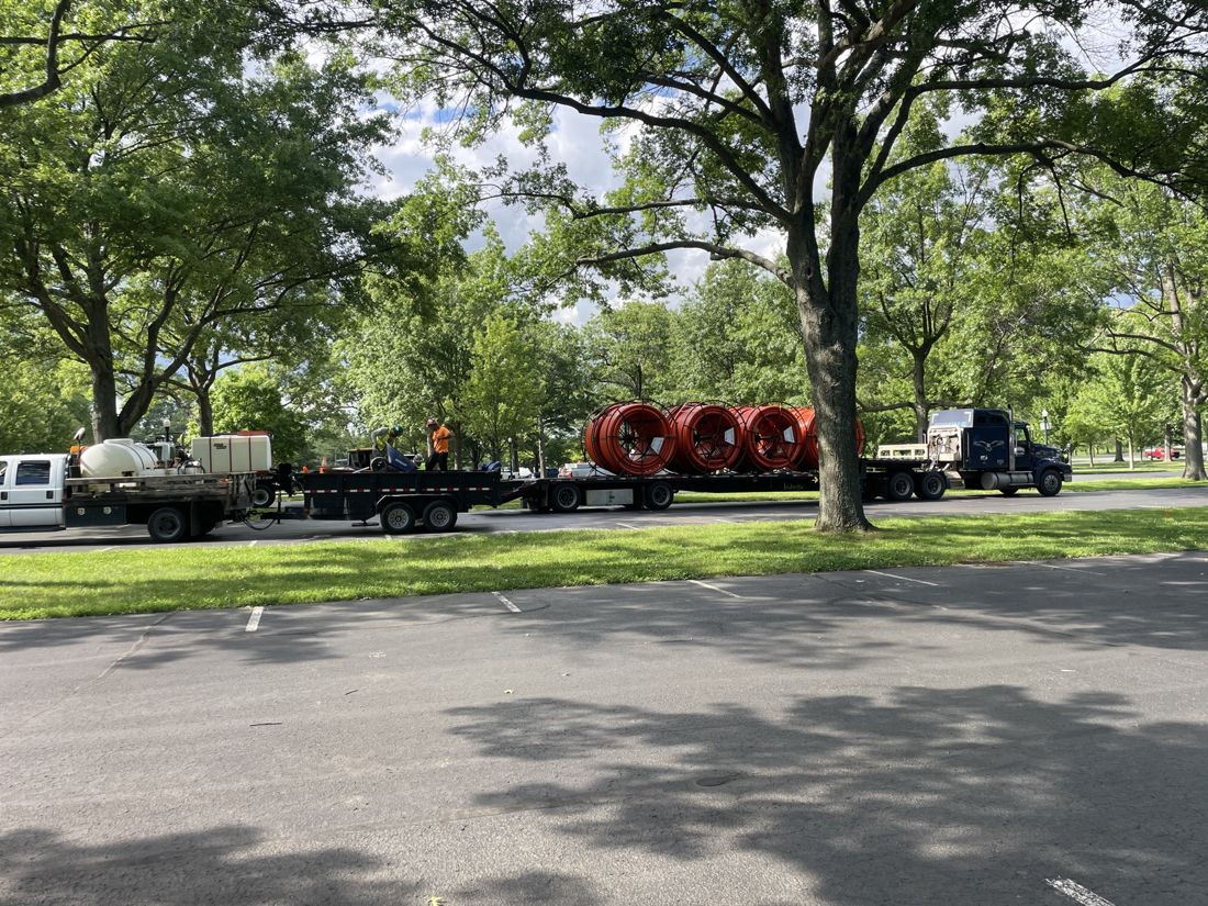 DrillTek trucks and equipment staged on site